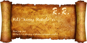 Rákosy Rabán névjegykártya